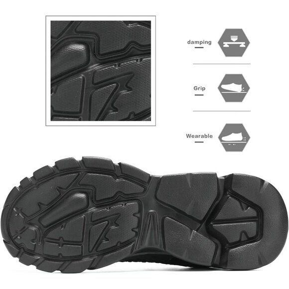 ⚡Men\'s All Black Breathable Lightweight Slip Resistant Athletic Gym Work Shoes